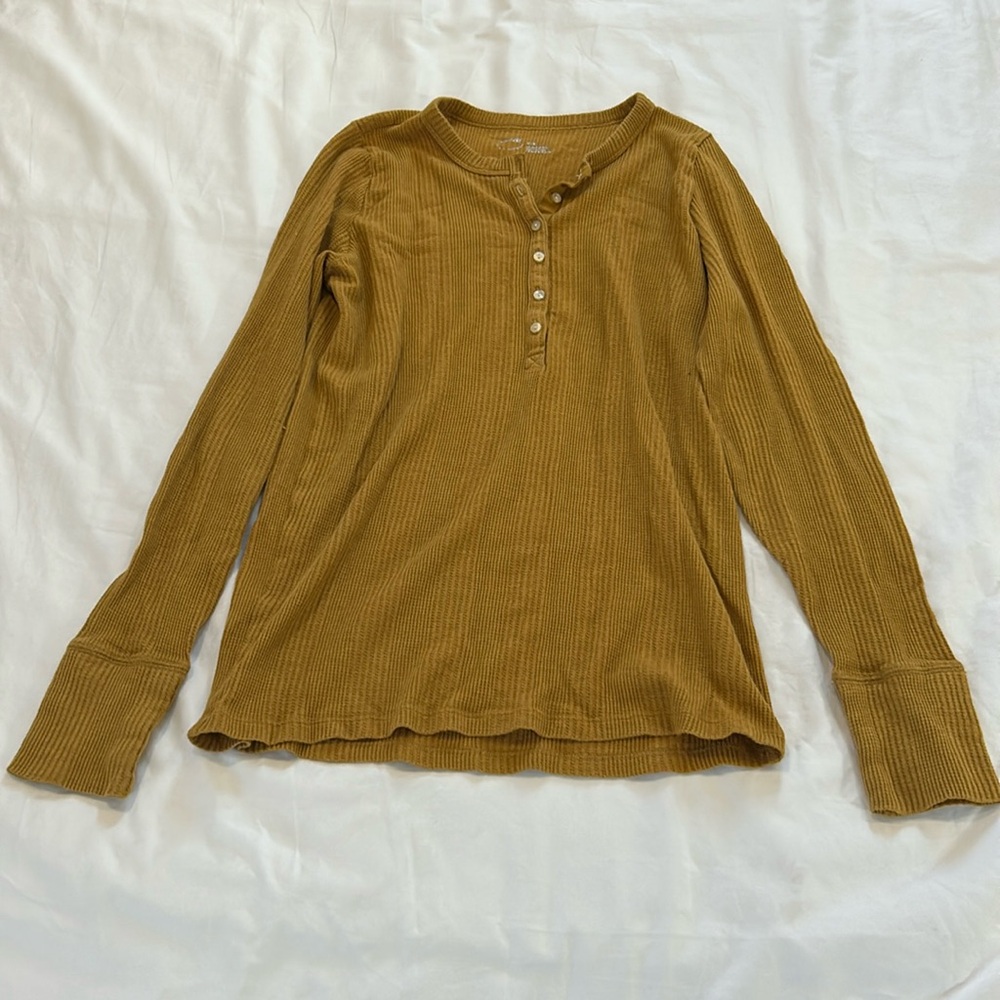 AE Yellow Waffle Henley